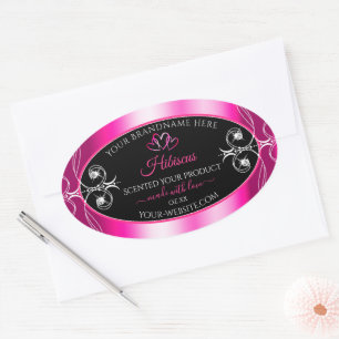 Adesivo Oval Glamorous Girly Product Labels Diamantes Pretos