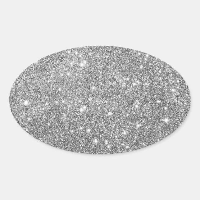 Adesivo Oval Glitter Silver Elegante (Frente)