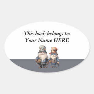 Adesivo Oval Gnomos Personalizados Trabalhadores da Floresta Ex
