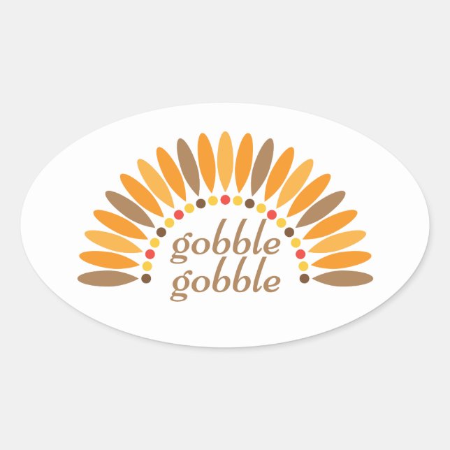 Adesivo Oval Gobble Gobble - Ação de Graças (Frente)