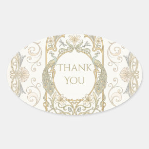 Adesivo Oval Gold Baroque Obrigado