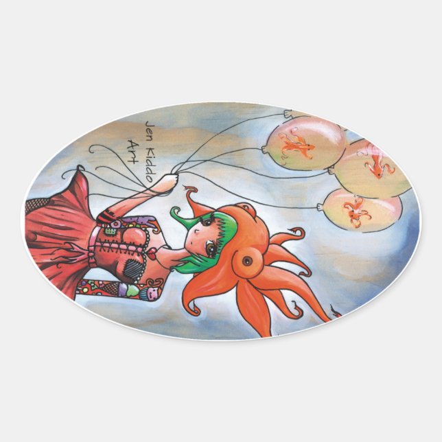 Adesivo Oval Goldfish Girl Sticker (Frente)