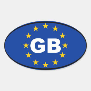 Adesivo Oval Grã-Bretanha excelente - GB - União Europeia, glob