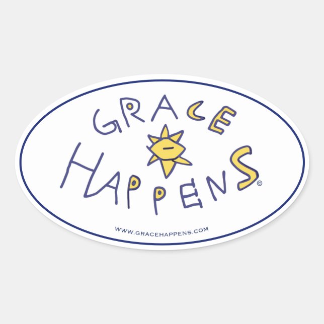 Adesivo Oval Grace Happens Stickers (Frente)