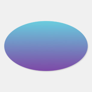 Adesivo Oval Gradiente de Fundo Simples Turquesa Azul Roxo
