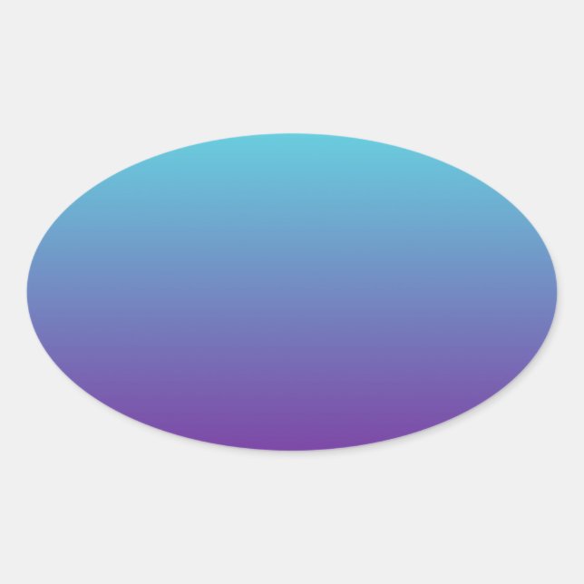 Adesivo Oval Gradiente de Fundo Simples Turquesa Azul Roxo (Frente)