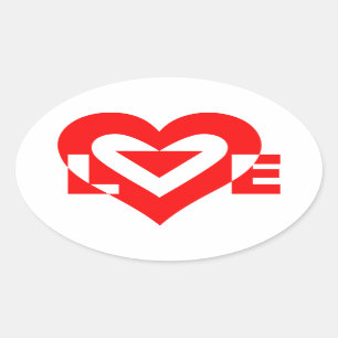 Adesivo Oval Gráfico de Amor legal, Vermelho