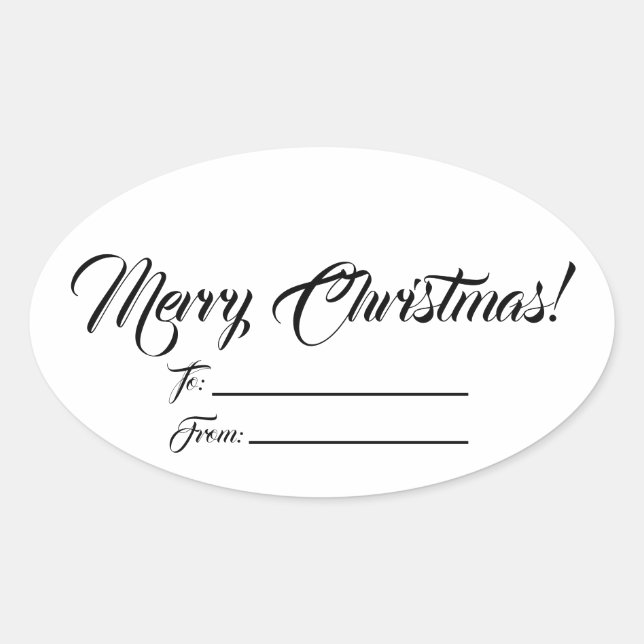 Adesivo Oval Grafo de Natal branco a rodado de vazio (Frente)