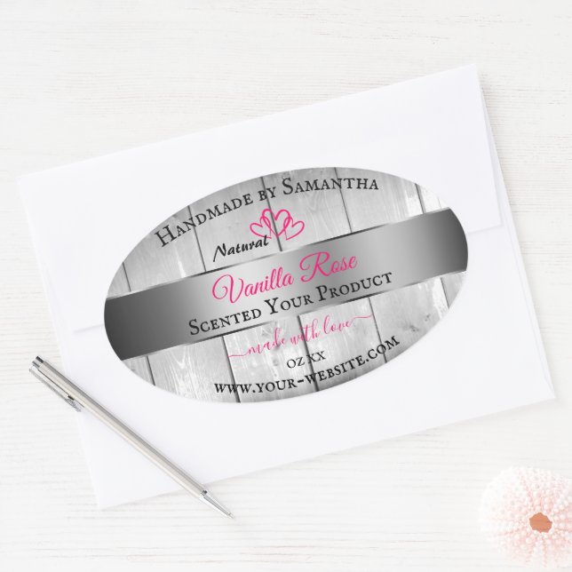 Adesivo Oval Grãos de Mão Branca de Prata Rotulagens de Produto (Envelope)