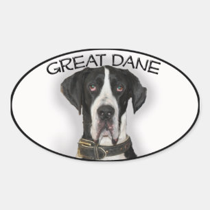 Adesivo Oval Great dane - orelhas naturais