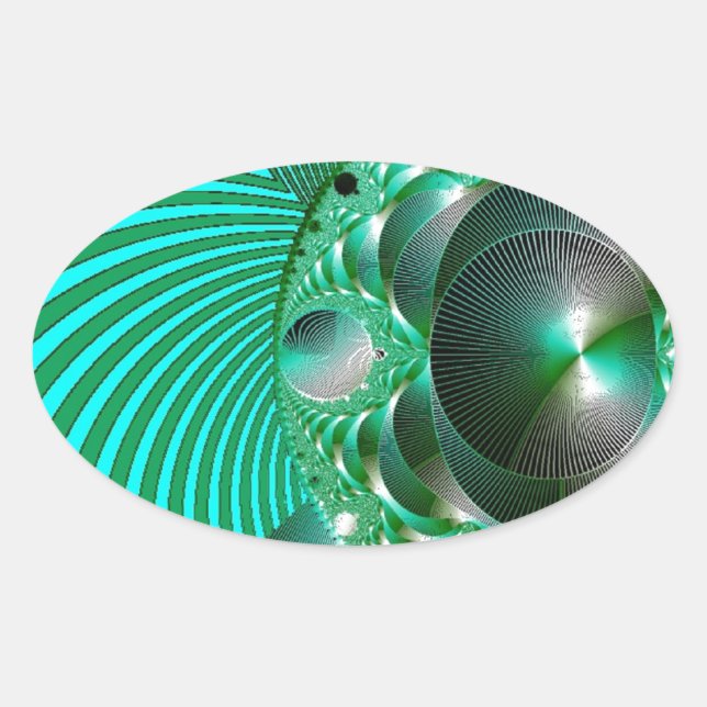 ADESIVO OVAL GREEN BALL ABSTRATO MANDELBOT (Frente)