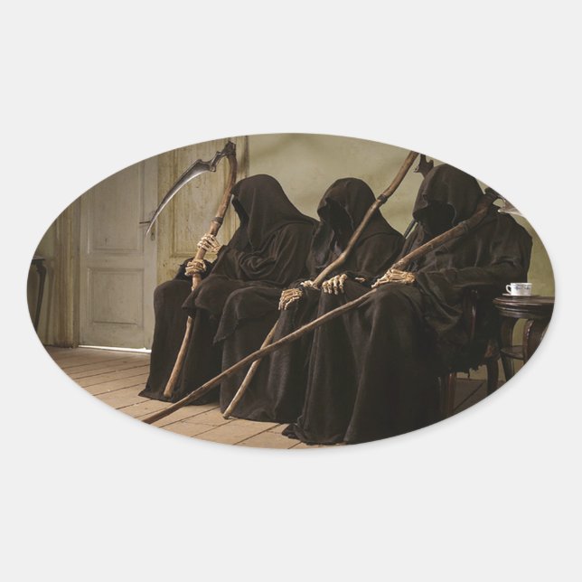 Adesivo Oval Grim Reapers Esperando Por Você (Frente)