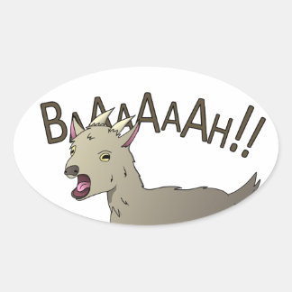 Adesivo Oval Gritando Designs de macarrão com porta de cabra