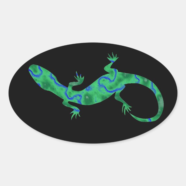 Adesivo Oval Grüner Gecko ArtDeco (Frente)
