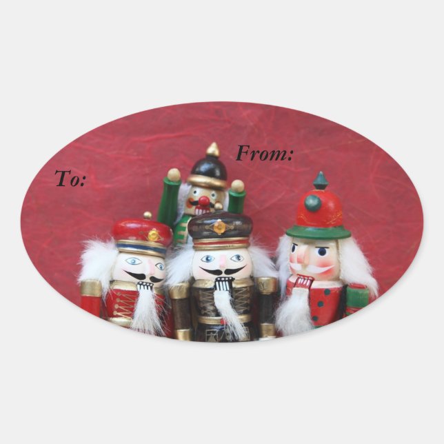 Adesivo Oval Grupo de quatro nutcrackers (Frente)