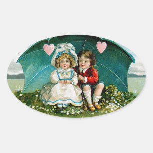 Adesivo Oval Guarda-chuva do amor