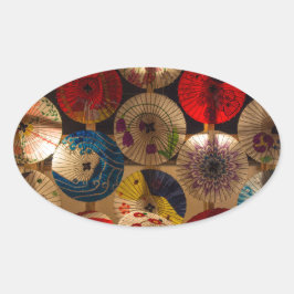 Adesivo Oval Guarda-chuvas Japonês