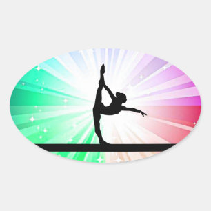 Adesivo Oval Gymnastics colantes brilhantes para garotas.