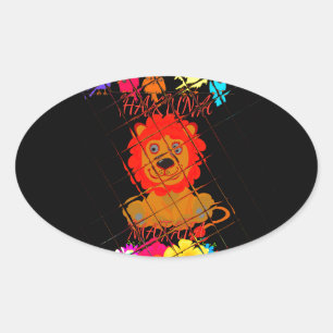 Adesivo Oval Hakuna Matata, um lindo bebê rei