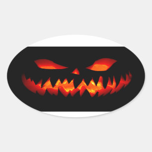 Adesivo Oval Halloween Pumpkin Spooky Assustador Laranja