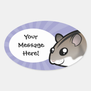 Adesivo Oval Hamster Anão Cartoon
