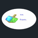 Adesivo Oval Hanukkah Dreidel Gift Stickers<br><div class="desc">Estes autocolantes são a forma perfeita de dizer a todos que este presente é seu! Separe seu presente na exibição de Hanukkah este ano.</div>