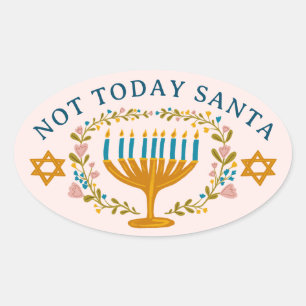 ADESIVO OVAL HANUKKAH NÃO PAPAI NOEL HOJE FELIZMENTE ROUPADO PE