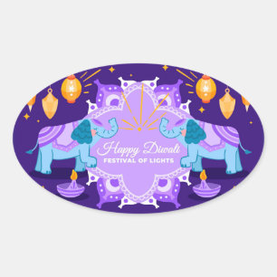 Adesivo Oval Happy Diwali