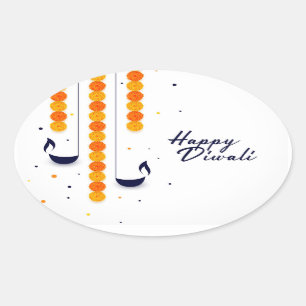 Adesivo Oval Happy Diwali