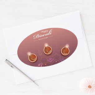 Adesivo Oval Happy Diwali Oval Sticker