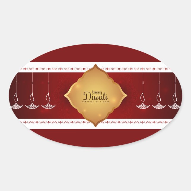 Adesivo Oval Happy Diwali Oval Sticker (Frente)