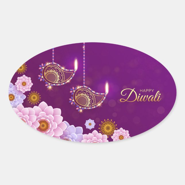 Adesivo Oval Happy Diwali Oval Sticker (Frente)