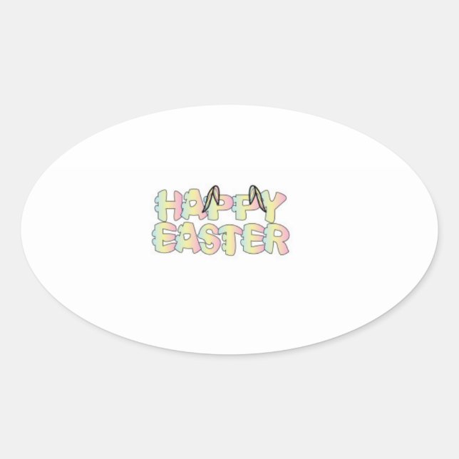 Adesivo Oval Happy Easter Stickers (Frente)