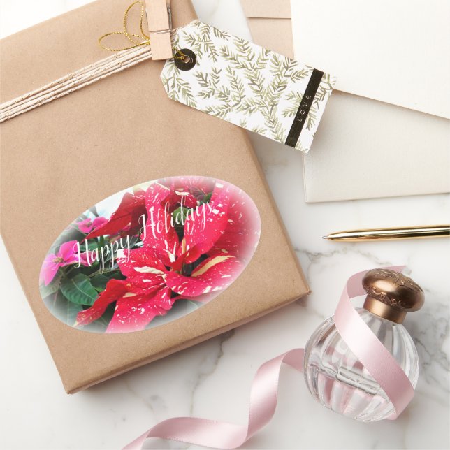 Adesivo Oval Happy Holidays 楕円形シール (Presentear)