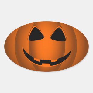 Adesivo Oval Happy Jack o' Lanterna Halloween Sticker