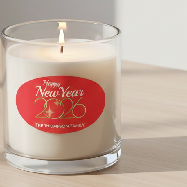 Adesivo Oval Happy New Year 2026 Personalized Oval Sticker (Criador carregado)