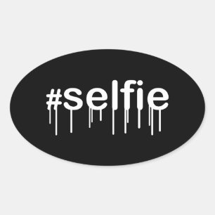Adesivo Oval Hashtag Selfie Drooling Black Decor