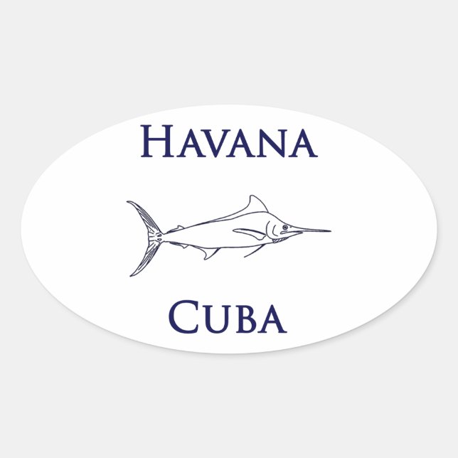 Adesivo Oval Havana Cuba Blue Marlin (Frente)