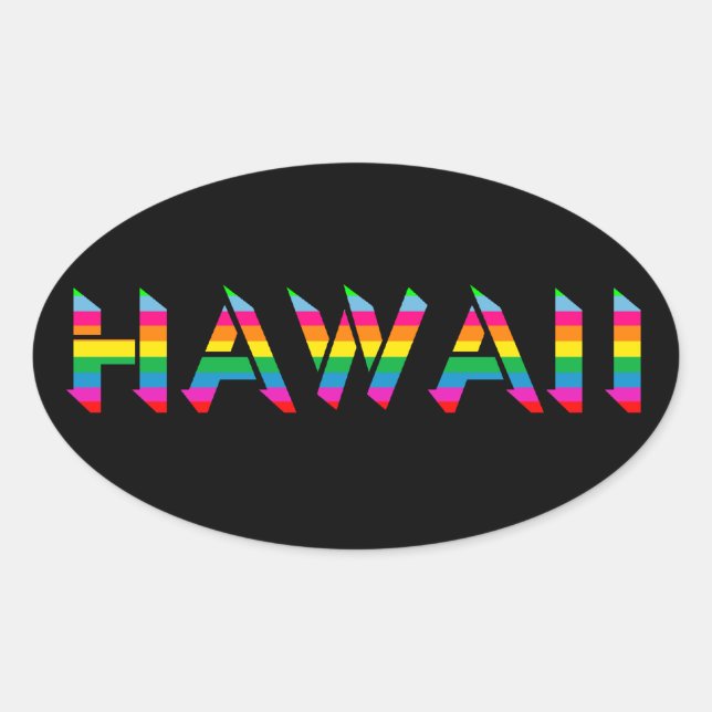 Adesivo Oval Hawaii Rainbow Stickers (Frente)