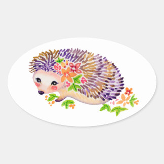 Adesivo Oval Hedgehog Sticker