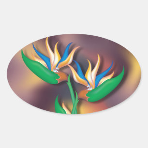 Adesivo Oval Heliconia Flowers