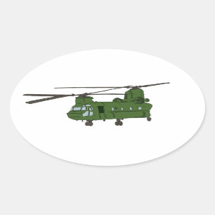 Adesivo Oval Helicóptero Militar Verde CH-47 Chinook