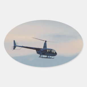 Adesivo Oval Helicóptero R44 vermelho e branco