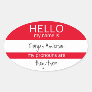 Adesivo Oval HELLO Personalizado Meu Nome Pronounounes É Crachá