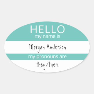Adesivo Oval HELLO Personalizado Meu Nome Pronounounes É Crachá
