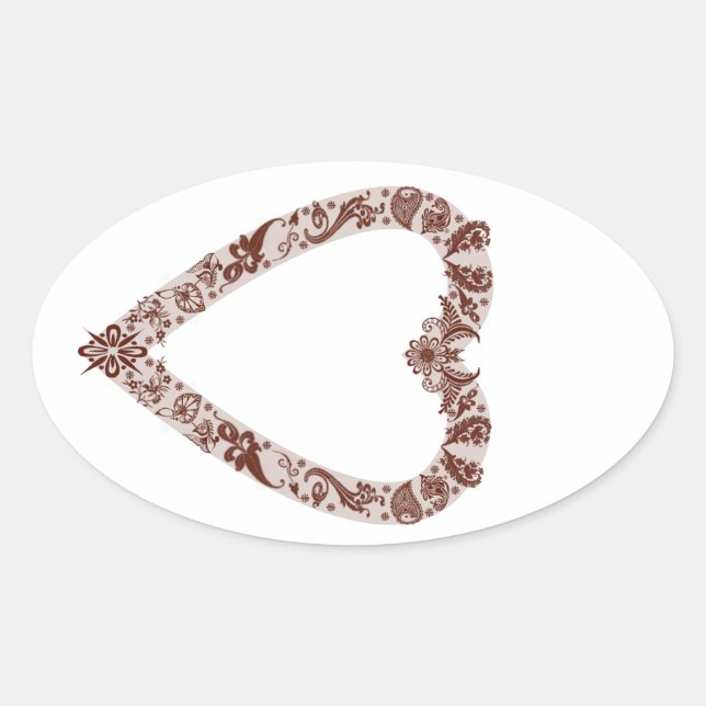Adesivo Oval Henna Heart Design (Frente)