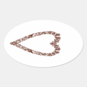 Adesivo Oval Henna Heart Design