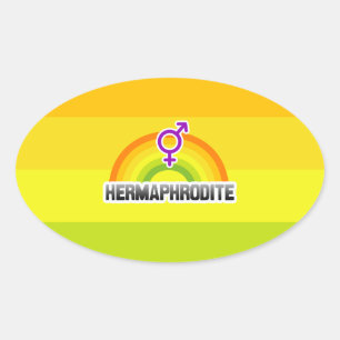 ADESIVO OVAL HERMAPHRODITE RAINBOW