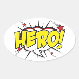 Adesivo Oval HERO STICKERS (Estilo de banda desenhada)