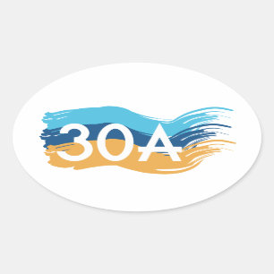 Adesivo Oval Highway 30A Florida Beach Swash Design